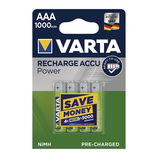 Batterie rechargeable VARTA. Bl.4 Piles Rec.Aaa 1000 Mah Prêt à l'emploi