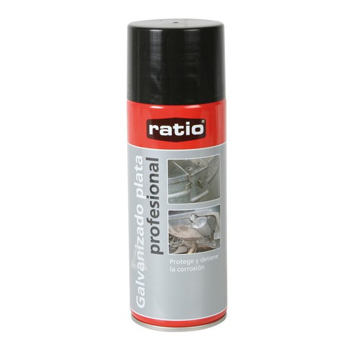 RATIO pintura galvanizada. Proporção de 400ml de spray galvanizado de prata