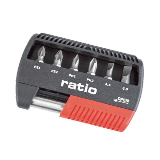 Aparafusadoras RATIO Multibit 7x1. Bits de chave de fenda + conjunto adaptador 7 proporção