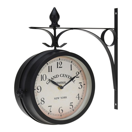 Horloge murale double face Metal Station Clock 33Cm. Noir