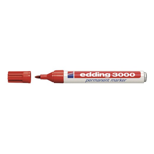 Rotulador permanente EDDING 3000. Marcador Perm.Edding 3000 Rojo Cja.10 Ud