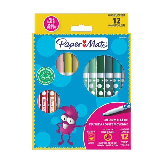 Rotuladores Colores Paper Mate 12 Uds.