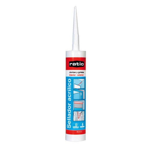 Segellador acrílic elastoplàstic RÀTIO. Segellador Acrílic Ràtio Blanc. 300 Ml