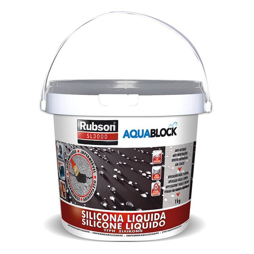 Selante de silicone líquido HENKEL Rubson SL 3000. Aquablock Silicone Líquido 1 Kg. Cinza