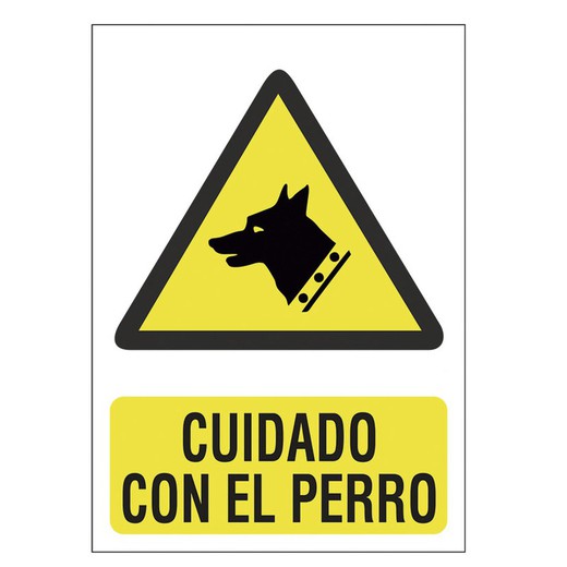 Signes de danger. Enseigne 210X297 Pvc Attention Chien