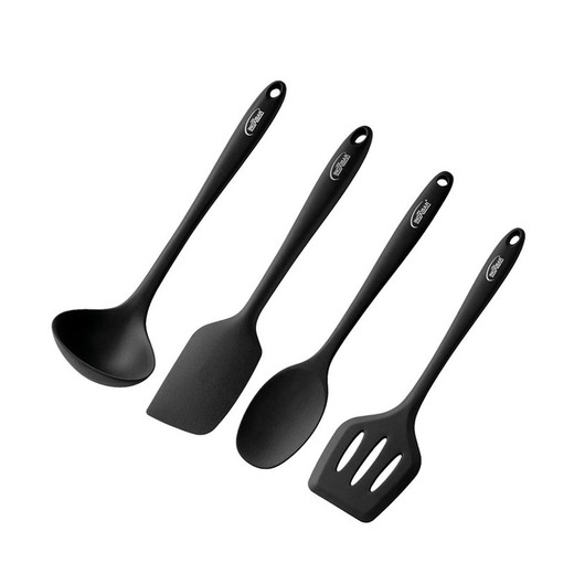 Set 4 utensilios cocina, silicona negra