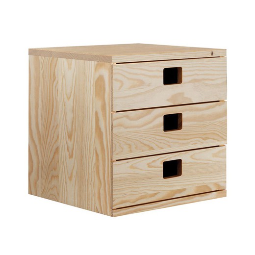 Sistema estantería modular de madera Cajonera Modular 3 Cajones 36X33X36Cm