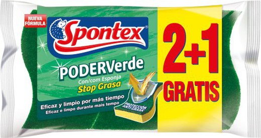 Spontex Estropajo P.Verde C/Esponja(2+1)