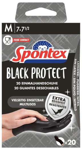 Spontex Guante Nitrilo Negro(20) T/7 -M-