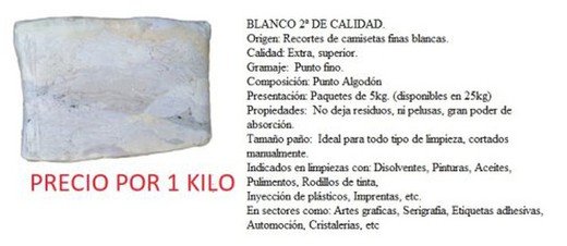 Trapos Punto Bco.Algodon Eco 5 Kilos