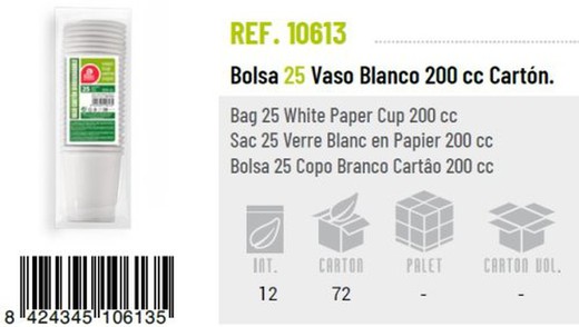 Vaso Biodegrada.200Cc  (25) 10613