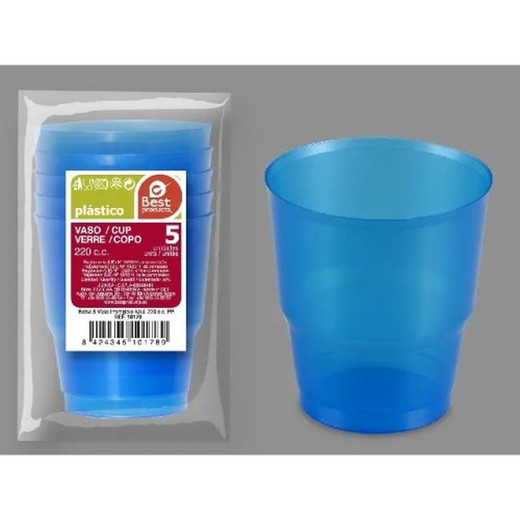 Vasos Irrompibles Azul 220 (5) 10178