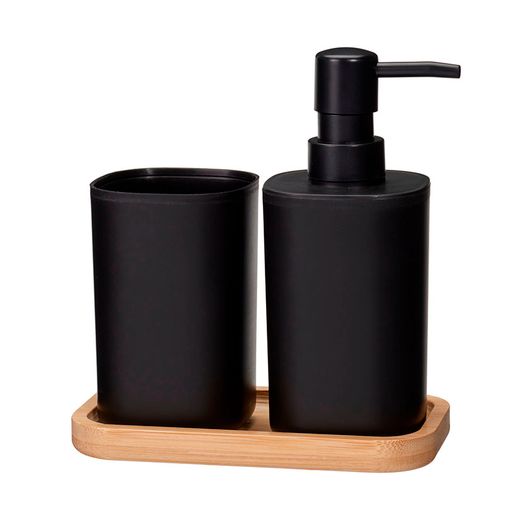 Accessoris Bany. Set 3 Peces, Negre.