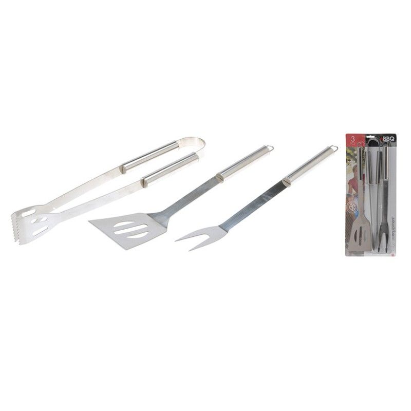Accesorios barbacoa 3 en 1 Accesor Bbq. Inox. (Espum.Tened. Pinz).