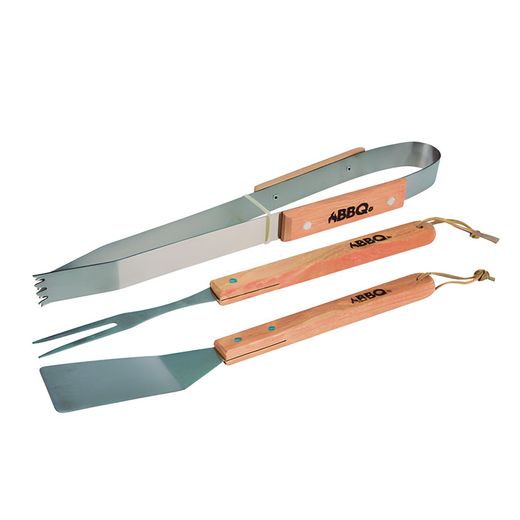 Accesorios Bbq 3 Pzas. Mango Madera