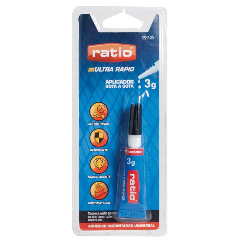 Adhesivo instantáneo RATIO universal. Adhesivo Cianocrilato 3 G. Ratio