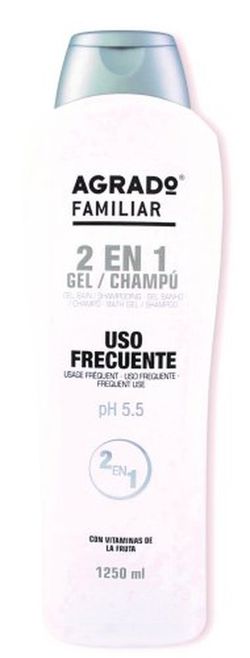 Shampoing-gel familial 2 en 1 Agrado 1250