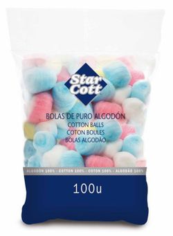Bolas de algodão cores sortidas (100)
