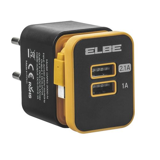Base cargador pared USB + MicroUSB ELBE Cargador Usb De Pared 2Xusb + Micro Usb