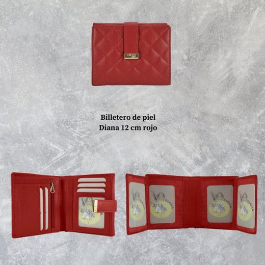Carteira de Couro Diana 12cm Vermelho 03r