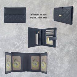 Carteira de Couro Diana 14cm Azul 26h