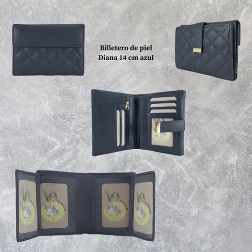 Carteira de Couro Diana 14cm Azul 26h