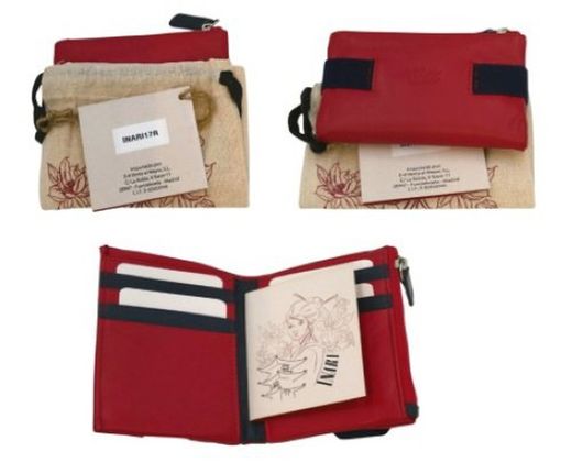 Carteira de couro Inari 12cm vermelho 17r