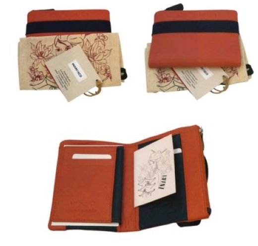 Carteira de couro Inari 14cm Coral 16co