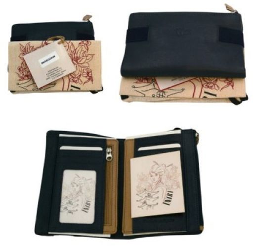 Carteira de Couro Inari 16cm Azul 33h