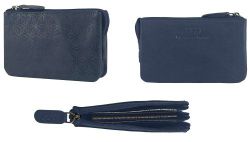 Carteira de couro serigrafada 12x7 18 azul