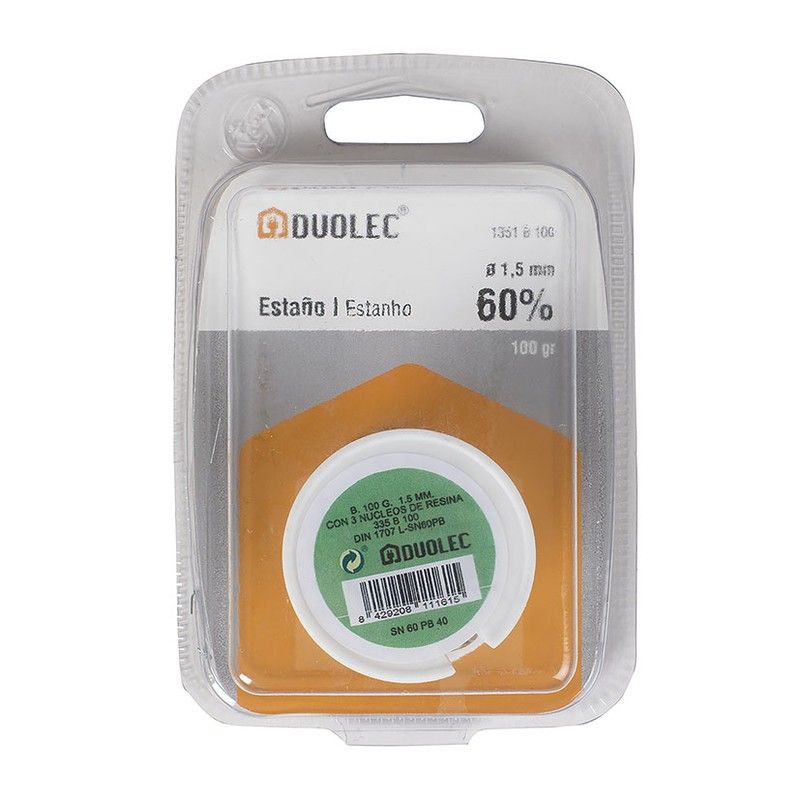 Bobinas en blíster. Estaño Bob.60% 1,5Mm.100Gr.Duolec