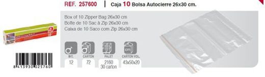 Saco de fechamento automático (10) 26X30 R-257600