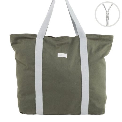 Bolsa Playa Algod. Xl Cremal.Verde309812