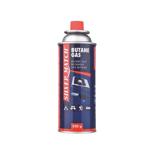 Botella de gas butano 400ml (220 gr) para recarga de hornillos y Sopletes, 6,5x6,5x20cm