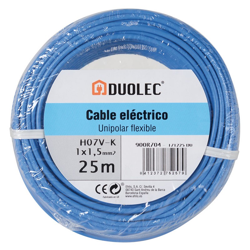 CABLE ELECTRICO 1.5 MM 25 MT AM/VE DUOLEC