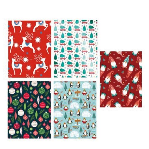 Caixa 50 rotllos paper regal decorat assortits 2 m.