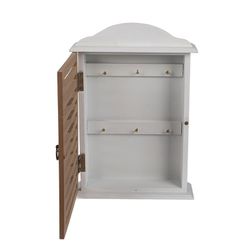 Caja blanca decorada de madera para guardar llaves. 27,5x19 cm.