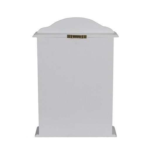 Caja blanca decorada de madera para guardar llaves. 27,5x19 cm.