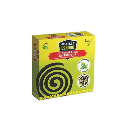 Caja con 10 espirares.Combina incienso perfumado y aceite natural de citronela