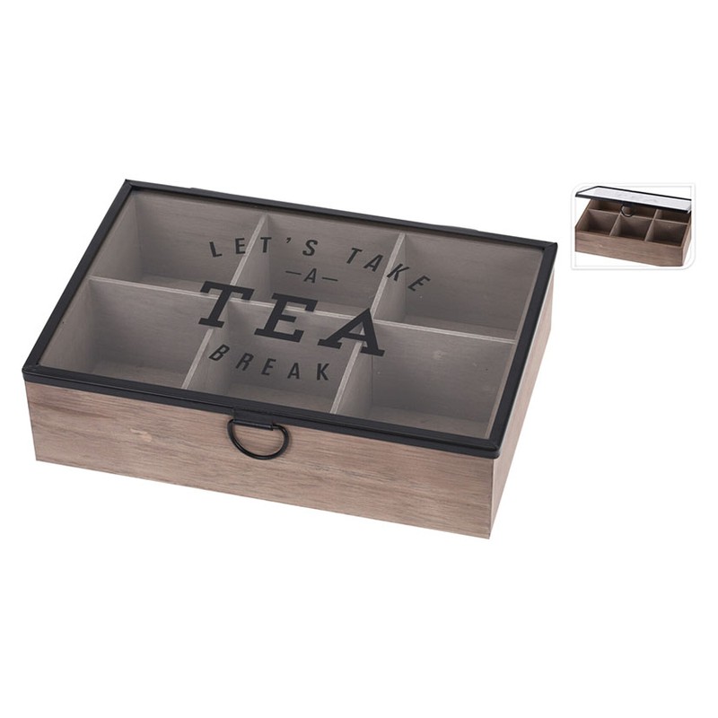  Caja pequeña de madera para bolsitas de té, 3 compartimentos y  8 compartimentos, contenedor para bolsitas de té : Hogar y Cocina