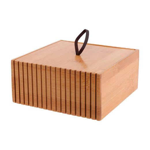 Caja Organizador C/Tapa Bambu 15X15X7Cm.