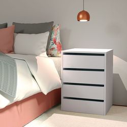 Cômoda de aglomerado branco com 4 gavetas Empilhável 46x45xh.