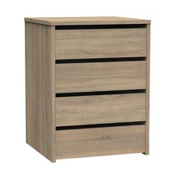 Commode CAMBRIAN 4 tiroirs naturel. Panneau de particules.Empilable.46x45xh.63,5cm