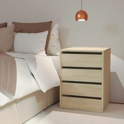 Commode CAMBRIAN 4 tiroirs naturel. Panneau de particules.Empilable.46x45xh.63,5cm