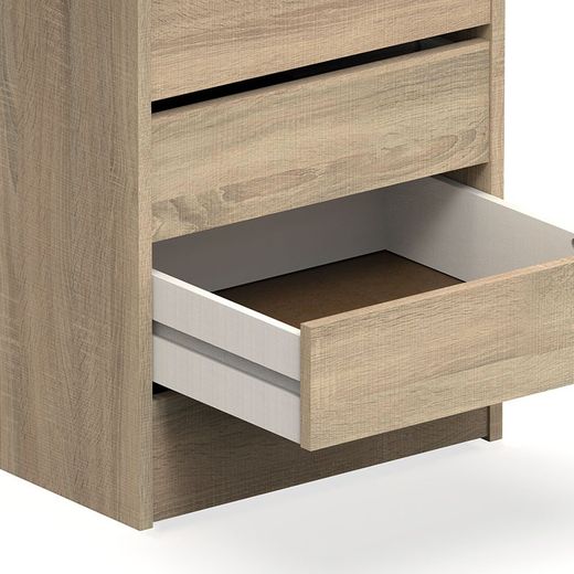 Commode CAMBRIAN 4 tiroirs naturel. Panneau de particules.Empilable.46x45xh.63,5cm