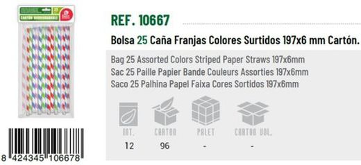 Paille Biodégradable.197X6Mm (25) 10667