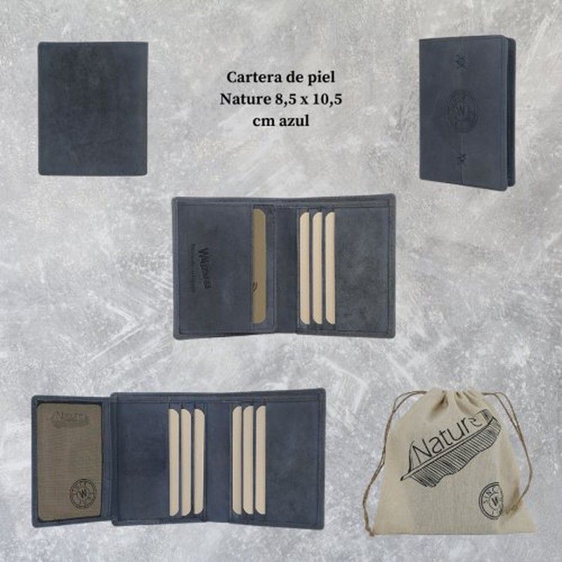 Cartera Piel Nature 8,5X10,5 Azul 15A