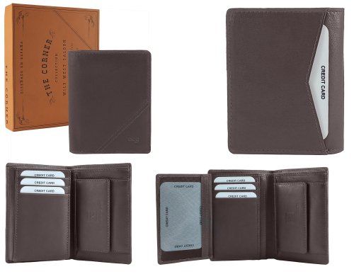 Carteira de couro The Corner 30 marrom 8x12