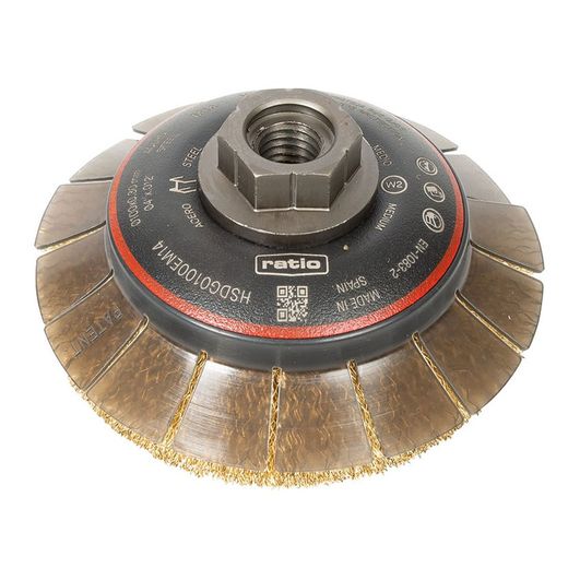 Cepillo taza cónico con guarda protectora Ratio ProSeries 1622/1624 Cepillo Conico Ac.Latonado 100X0,30