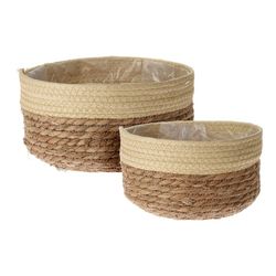 Cesta Mimbre Redonda Bicolor 2 Unidades